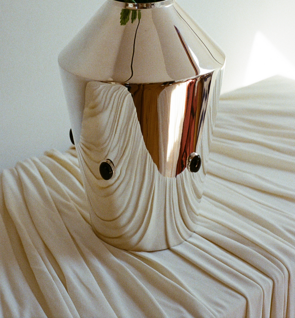 Silver plated metal vase with 